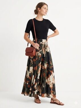 Live 4 Truth Camouflage Pleated Maxi Skirt - Green/Black/Tan/Brown